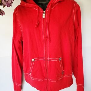 Oleg Cassini Sport Scarlet Zip-Up Hoodie